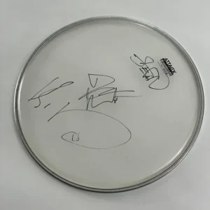 DAVE MATTHEWS STEFAN LESSARD BOYD TINSLEY SIGNED AUTOGRAPH 13" DRUMHEAD BAND BAS