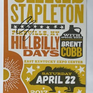 CHRIS STAPLETON SIGNED AUTOGRAPH 12X23 CONCERT TOUR POSTER HILLBILLY DAYS 17 JSA