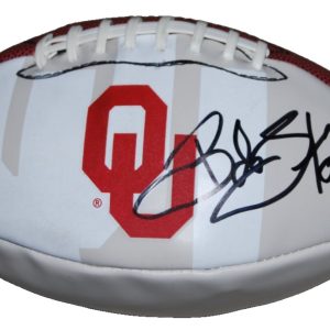 BOB STOOPS signed (OKLAHOMA SOONERS) autographed logo football BECKETT BU41296