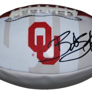 BOB STOOPS signed (OKLAHOMA SOONERS) autographed logo football BECKETT BU41295