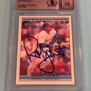 ROBIN YOUNT Signed 1992 DONRUSS Card #173 Beckett BAS AUTO 10