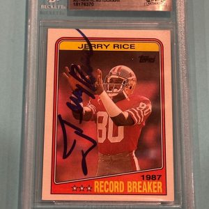 JERRY RICE Signed 1988 TOPPS Card #6 RB Beckett BAS