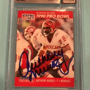 ANTHONY MUNOZ Signed 1990  PRO SET Card #361 PB Beckett BAS AUTO 10