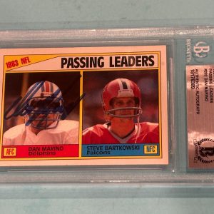 DAN MARINO Signed 1984 TOPPS PASSING LEADERS Card #202 Beckett BAS