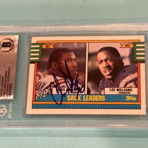 CHRIS DOLEMAN Signed 1990 TOPPS SACKS LEADERS Card #193 Beckett BAS DISCLAIMER