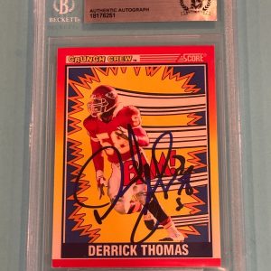 DERRICK THOMAS Signed 1990 SCORE Card #553 Beckett BAS