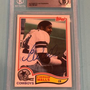 EVERSON WALLS Signed 1982 TOPPS ROOKIE Card #327 Beckett BAS