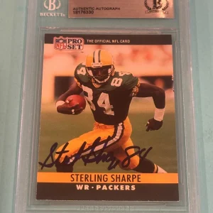 STERLING SHARPE Signed 1990 PRO SET Card #114A Beckett Authentication (BAS)