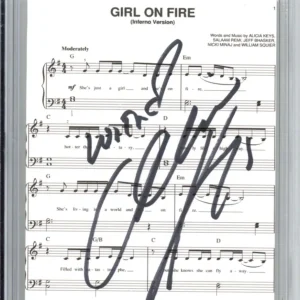 Alicia Keys SIGNED Girl On Fire Music Lyric Sheet Print PSA DNA COA AUTOGRAPHED