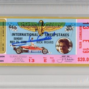 1980 Indy Indianapolis 500 Ticket Signed Mario Andretti PSA DNA COA Autograph F1