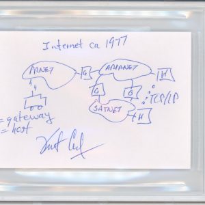 Vint Cerf INVENTOR OF THE INTERNET SIGNED ORIGINAL 1977 1/1 SKETCH BAS Beckett