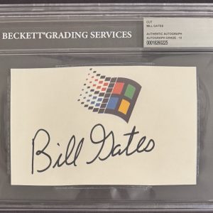 SIGNED Bill Gates  Microsoft Windows Logo Cut Beckett BAS COA PERFECT 10 AUTO
