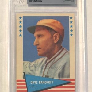 Dave Bancroft REAL hand SIGNED 1961 Fleer Baseball Great Beckett BAS RARE  HOF