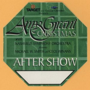 Amy Grant 1998 Christmas Concert Tour AFTER SHOW Backstage Pass