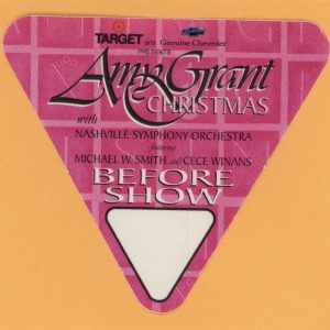 Amy Grant 1998 Christmas Concert Tour BEFORE SHOW Backstage Pass