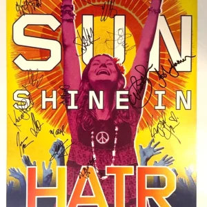 HAIR REAL hand SIGNED Cast 2009 Broadway Revival Official poster COA Gavin Creel