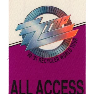 ZZ Top 1990 Recycler Concert Tour All Access Backstage Pass Purple ((LAST ONE))