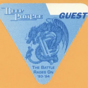 Deep Purple 1993 Battle Rages On Concert Tour GUEST Backstage Pass