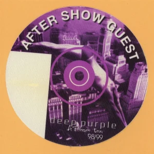 Deep Purple 1998 Abandon Concert Tour AFTER SHOW Backstage Pass