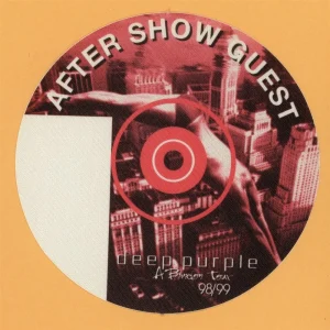 Deep Purple 1998 Abandon Concert Tour AFTER SHOW Backstage Pass