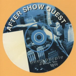 Deep Purple 1998 Abandon Concert Tour AFTER SHOW Backstage Pass
