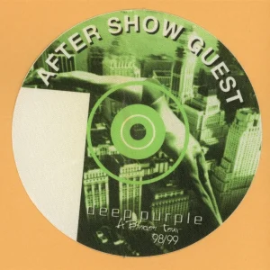 Deep Purple 1998 Abandon Concert Tour AFTER SHOW Backstage Pass