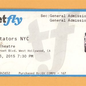 The Dictators @ Roxy Theatre Ticket Stub - 2015 US Tour