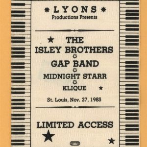 Isley Brothers 1983 Between The Sheets Concert Tour Backstage Pass