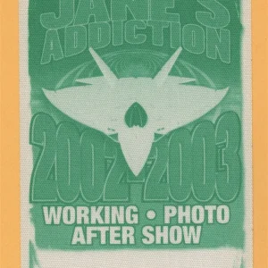 Jane's Addiction 2002 Strays Concert Tour WORKING Backstage Pass