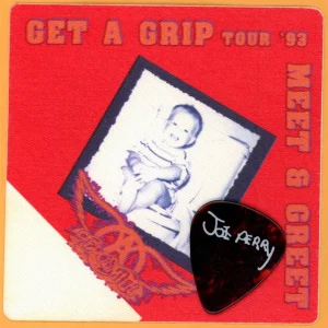 Aerosmith Joe Perry Signature Vintage Guitar Pick & Pass - 1993 Get A Grip Tour