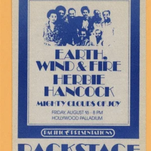 Earth Wind & Fire 1978 Herbie Hancock Concert Tour Backstage Pass
