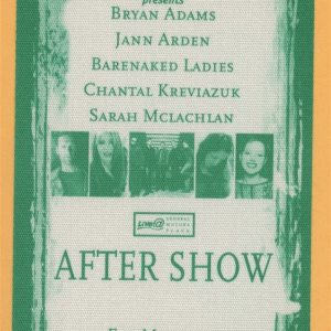 Bryan Adams 2002 Barenaked Ladies Concert Tour After Show Backstage Pass