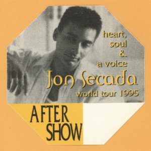 Jon Secada 1995 Heart, Soul & Voice Concert Tour AFTER SHOW Backstage Pass