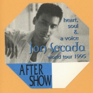 Jon Secada 1995 Heart, Soul & Voice Concert Tour AFTER SHOW Backstage Pass