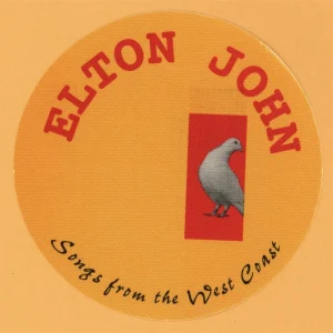 Elton John 2001 Songs From The West Coast Concert Tour Backstage Pass