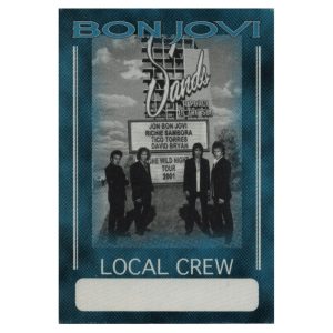 Bon Jovi 2001 One Wild Night Concert Tour Local Crew Backstage Pass
