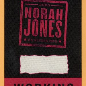 Nora Jones 2003 US Summer Concert Tour WORKING Backstage Pass