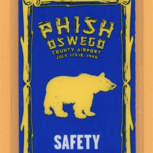 Phish 1999 Oswego Tour Safety Laminated Backstage Pass