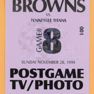 Cleveland Browns 1999 Titans Football POSTGAME Backstage Pass