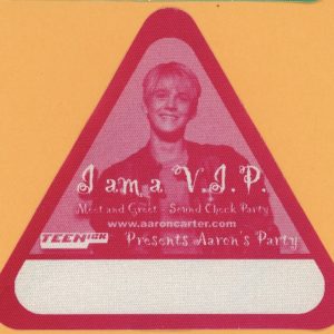 Aaron Carter Concert Tour VIP Backstage Pass