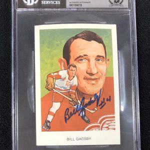 Bill Gadsby Signed 1983 Hall Of Fame Postcard Red Wings Beckett Certified