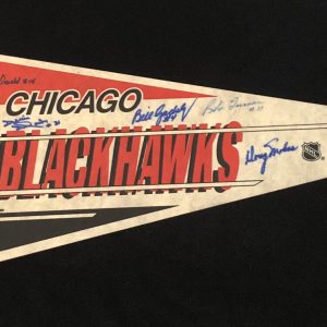 Chicago Blackhawks Vintage Pennant Signed By 8 Beckett COA Tony Esposito