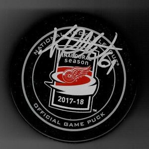 Xavier Ouellet Signed Detroit Red Wings Little Caesars Arena Inaugural Game Puck