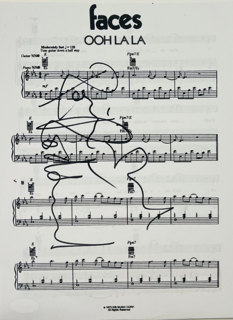 RON WOOD ROD STEWART Signed Autograph Lyrics Sheet JSA COA Faces 