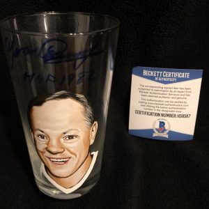 Yvan Cournoyer Signed Painted Montreal Canadiens Pint Glass Beckett COA