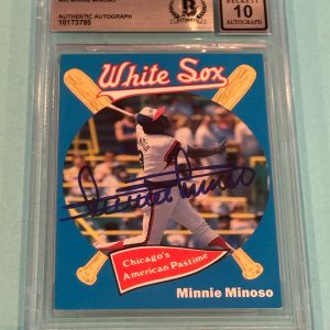 MINNIE MINOSO Signed 1989 WHITE SOX COKE Card #30 Beckett BAS AUTO 10