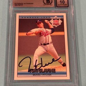 TOM GLAVINE Signed 1992 DONRUSS Card #426 AS Beckett BAS AUTO 10