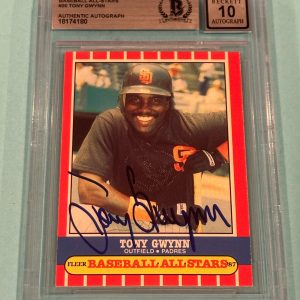 TONY GWYNN Signed 1987 FLEER BASEBALL ALL-STARS Card #20 Beckett BAS AUTO 10
