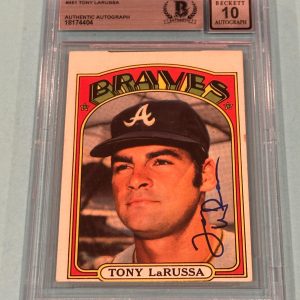 TONY LARUSSA Signed 1972 TOPPS Card #451 Beckett BAS AUTO 10