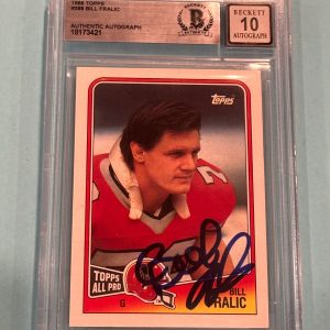 BILL FRALIC Signed 1988 TOPPS Card #388 Beckett BAS AUTO 10